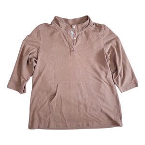 Christopher & Banks Brown French Terry 3/4 Sleeve Sweatshirt Size PL